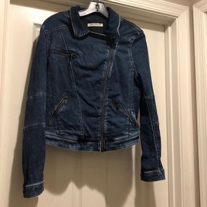 Asymmetrical jean jacket